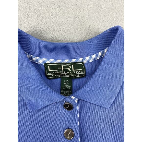 Lauren Ralph Lauren Polo Shirt Women Large Blue Button Golf Golfer Active - Picture 4 of 11